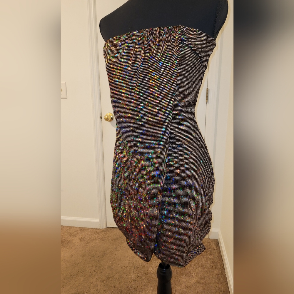 Metallic Iridescent Sparkly Sequin Party Dress